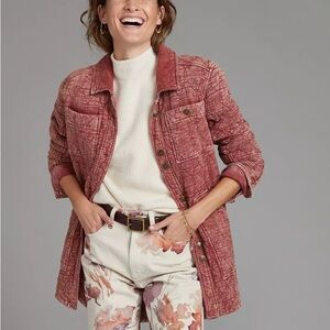 Pilcro the Fielder Quilted Women's Red Shirt Jacket